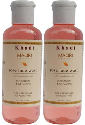 Khadi Mauri Rose Face Wash - Pack Of 2 - Premium Herbal Face Wash (420 Ml)