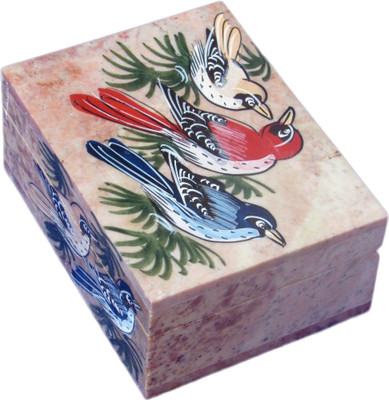 40% OFF on Artist Haat Handcrafted Natural Soapstone With Birds Painting Work Jewellery Vanity Box Beige