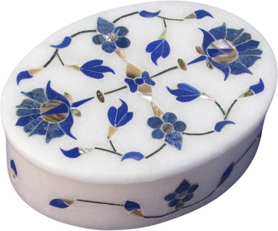 35% OFF on Artist Haat Handcrafted Marble With Floral Design J Inlay Grill Work Jewellery Vanity Box White