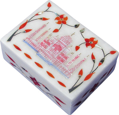 50% OFF on Artist Haat Handcrafted Marble With Foral Taj Mahal Inlay Grill Work Jewellery Vanity Box White