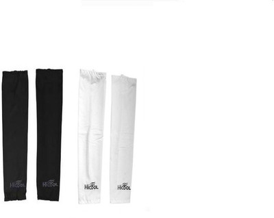 Gee Power Hi Cool Sunlight UV Protection Arm Sleeves (Set Of 2 Pairs) Fitness Band (Black, White, Pack Of 2)
