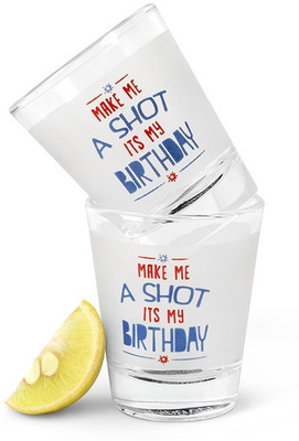 Happily Unmarried Birthday Party Shot Glass (60 Ml, White, Pack Of 2)