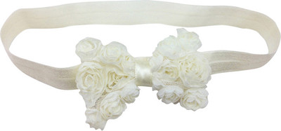 PinkXenia White Elastic Rose Flower Newborn Babygirl Soft Headband Head Band