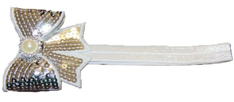 BabyCouture Sparkling Sequin Bow & Pearl Head Band BabyCouture Sparkling Sequin Bow & Pearl Head Band