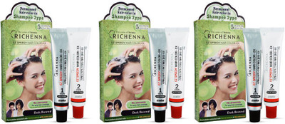Richenna Shampoo Based Set of 3 Hair Color Dark Brown