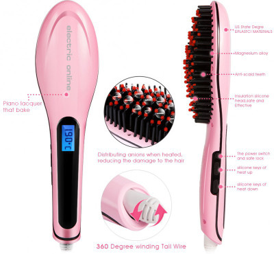 eo Instant Magic Silky Styling Anti Scald Zero Damage Comb QT-907 Hair Straightener (Pink) 