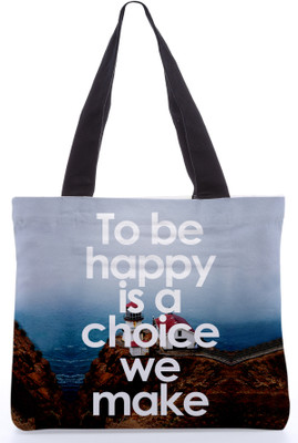30% OFF on Snoogg Canvas Design to Be Happy is not A Choice Tote Multicolor