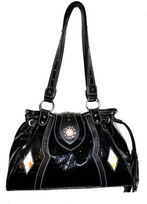 63% OFF on Saiva Western Style Studded With Rhinestones Shoulder Bag Black-00