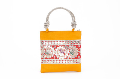 31% OFF on Stylocus Embroidery Art Silk Hand-held Bag Yellow