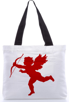 30% OFF on Snoogg Canvas Design Flying Baby with Bow N Arrow Tote White