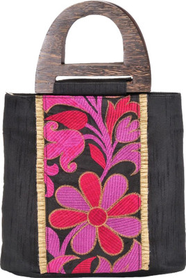 28% OFF on Stylocus Trendy Art Silk Carry Hand-held Bag Black, Pink