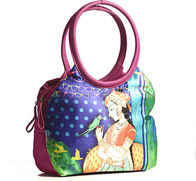 44% OFF on Aapno Rajasthan Royal Princess Digital Print Leather Hand-held Bag Pink, Blue