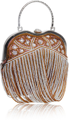 50% OFF on Sparkle Street Moti Jhallar Hand-held Bag Brown, Gold