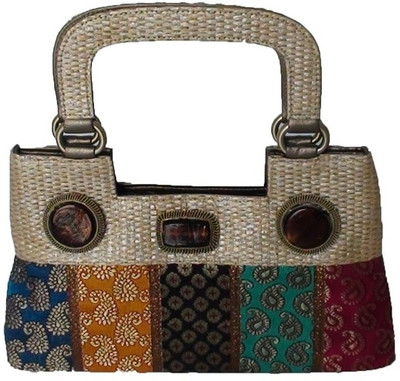 14% OFF on Fashion Jamun Jute handle Hand-held Bag Multicolor 14% OFF on Fashion Jamun Jute handle Hand-held Bag Multicolor