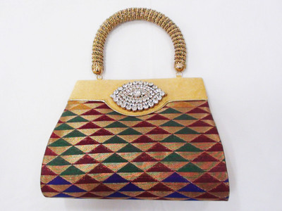 Fashion Jamun Brocade Metal Handle Hand-held Bag Black Fashion Jamun Brocade Metal Handle Hand-held Bag Black