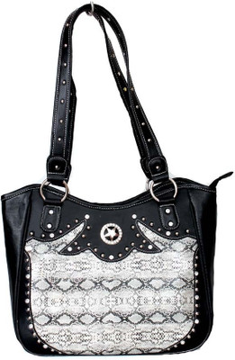 66% OFF on Saiva Reptile Pattern Western StyleStudded with Rhinestones, Silver tone hardware, Sparkling Concho. Shoulder Bag White-01