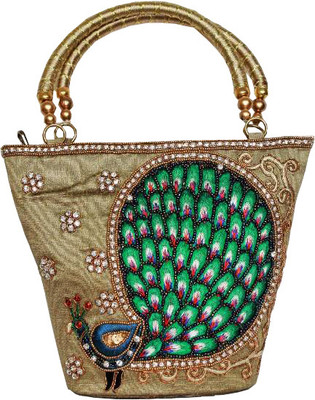 54% OFF on moKac Peacock Embroidery Hand-held Bag Mehndi Green