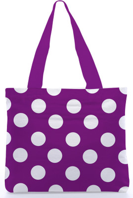 30% OFF on Snoogg Canvas Design Polka Dots Tote Purple, White
