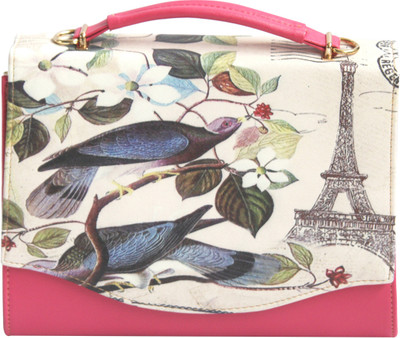 43% OFF on Inspired Livingg Fuchsia Blue Birds Hand-held Bag Pink