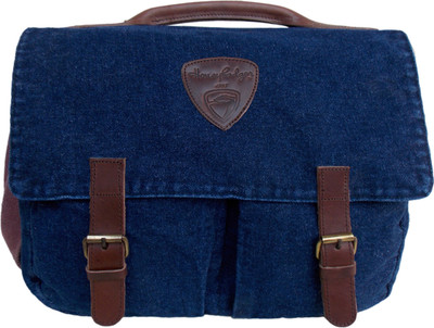 52% OFF on Honeybadger HBMBDFF0027 Satchel Blue & Brown-01 52% OFF on Honeybadger HBMBDFF0027 Satchel Blue & Brown-01