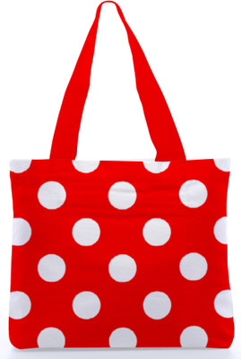 30% OFF on Snoogg Canvas Design Polka Dots Tote Red, White