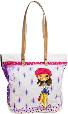 14% OFF on Pranil Designs Painted Girl Tote White, Black 14% OFF on Pranil Designs Painted Girl Tote White, Black