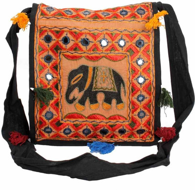 20% OFF on Khoobsurati Elephant Print Mirror Shoulder Bag Black