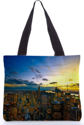 30% OFF on Snoogg Canvas Design City Sceen Tote Multicolor