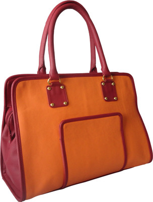 Toteteca Bag Works Large Piped Tote Hand Bag - Orange::Cranberry