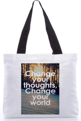30% OFF on Snoogg Canvas Design Change Thoughts, Words Tote White