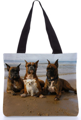 30% OFF on Snoogg Canvas Design Sitting Dog Tote Multicolor