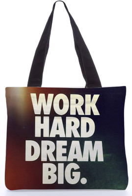 40% OFF on Snoogg Canvas Design Work Hard Dream Big Shoulder Bag Multicolor