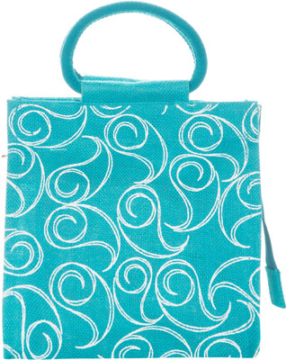 Jute Cottage 10 x 10 All over Zipper Hand-held Bag Peacock Blue Jute Cottage 10 x 10 All over Zipper Hand-held Bag Peacock Blue