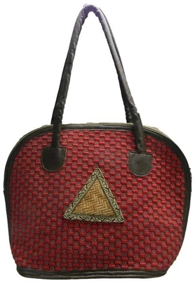 19% OFF on Grabgate Jute And Leather Shoulder Bag Maroon