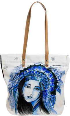 5% OFF on Pranil Designs Painted Tribal Lady Tote White, Black 5% OFF on Pranil Designs Painted Tribal Lady Tote White, Black