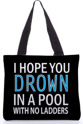 Snoogg Canvas Design Massages Tote Black Snoogg Canvas Design Massages Tote Black