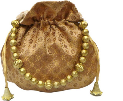 Bhamini Brocade Small Ethnic Pouch Potli Gold-01 Bhamini Brocade Small Ethnic Pouch Potli Gold-01