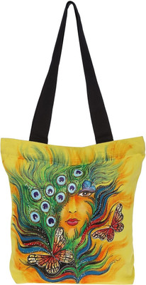 50% OFF on Pranil Designs Hand Painted Face With Butterflies And Feathers Tote Yellow 50% OFF on Pranil Designs Hand Painted Face With Butterflies And Feathers Tote Yellow