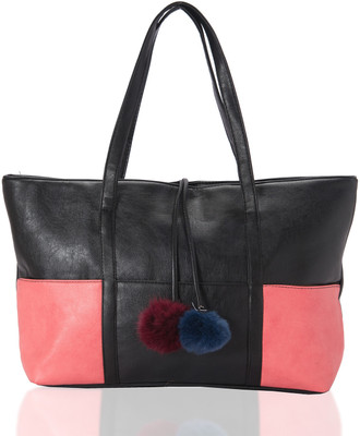 19% OFF on Aapno Rajasthan Patchwork Grainy Faux Leather Hand-held Bag Black & Pink