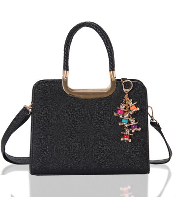 16% OFF on Aapno Rajasthan Grainy Faux Leather Hand-held Bag Black