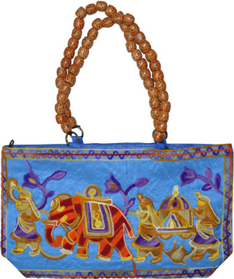 Lal Haveli Rajasthani Embroidery Work Bag Hand-held Bag Blue