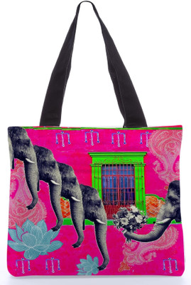 40% OFF on Snoogg Canvas Design Elephant Lover Shoulder Bag Multicolor