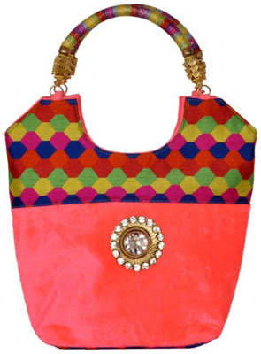 23% OFF on Craftstages Designer Velvet Hand-held Bag Orange