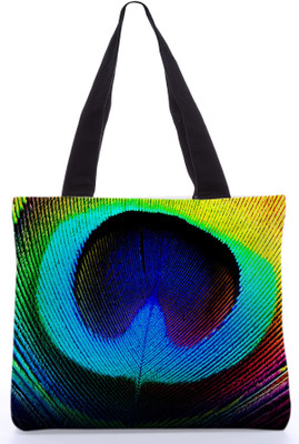 30% OFF on Snoogg Canvas Design Peacock Feather Tote Multicolor