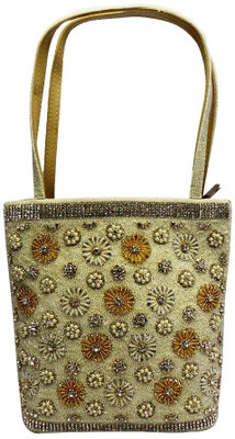Bhamini Diamond Studded Floral Pattern Hand-held Bag White-01 Bhamini Diamond Studded Floral Pattern Hand-held Bag White-01