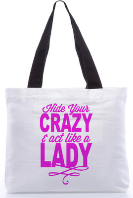 30% OFF on Snoogg Canvas Design Crazy Lady Tote White 30% OFF on Snoogg Canvas Design Crazy Lady Tote White