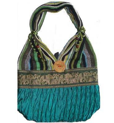 64% OFF on Haveli Arts Silk Shoulder Bag Green-7 64% OFF on Haveli Arts Silk Shoulder Bag Green-7