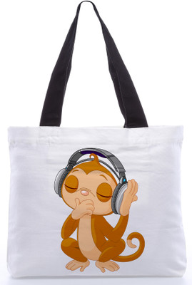 30% OFF on Snoogg Canvas Design Monkey Print Tote White