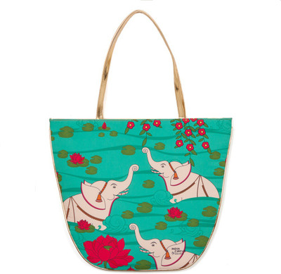 India Circus Elephant Bath Oval Tote Multicolor