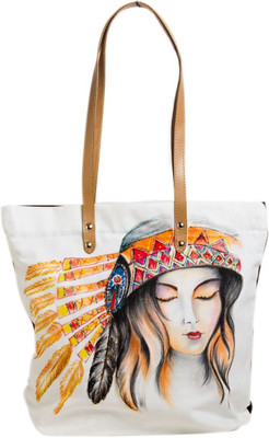 5% OFF on Pranil Designs Red Indian Lady Tote White, Black 5% OFF on Pranil Designs Red Indian Lady Tote White, Black